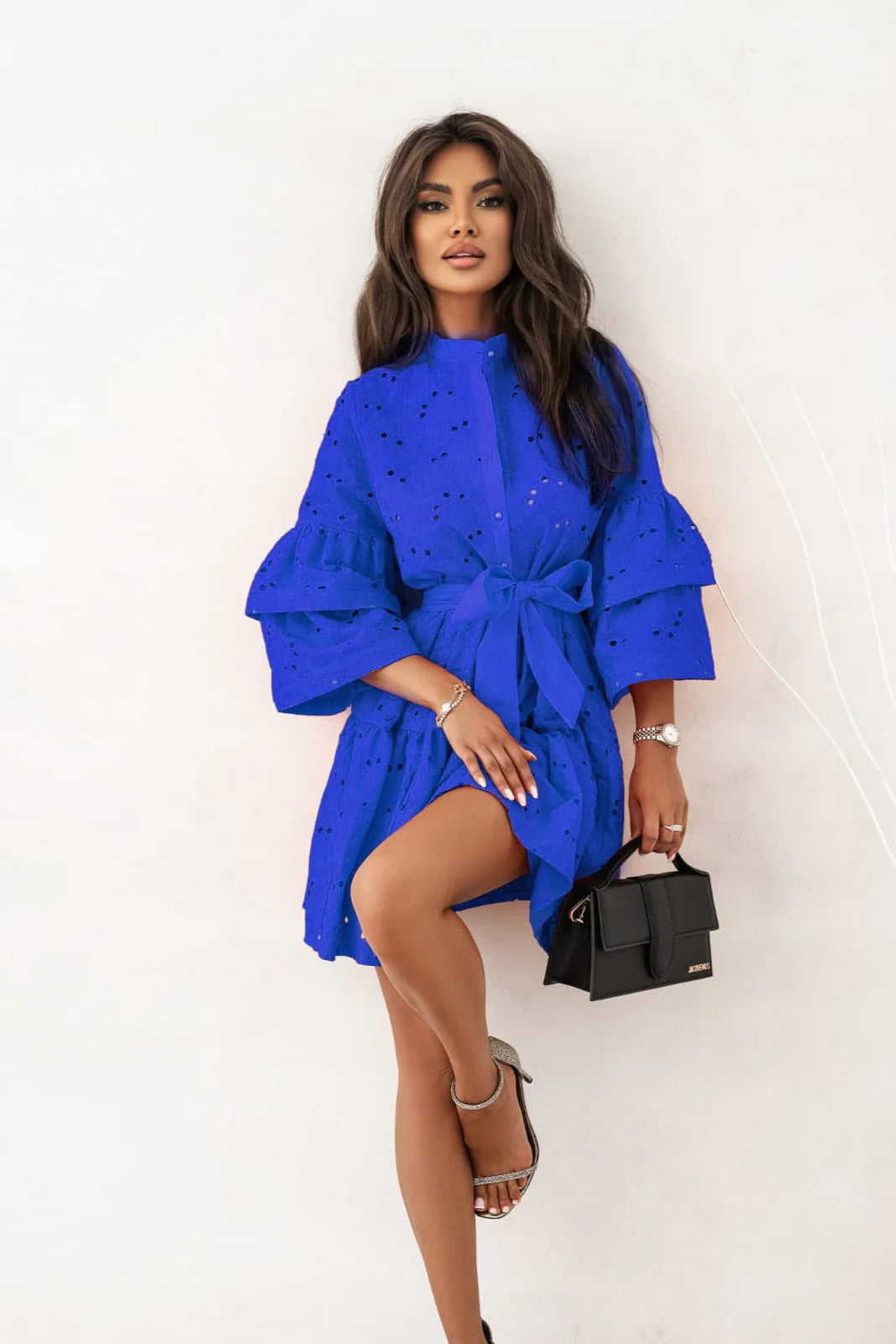 Mid Dress with Ruffled Sleeves