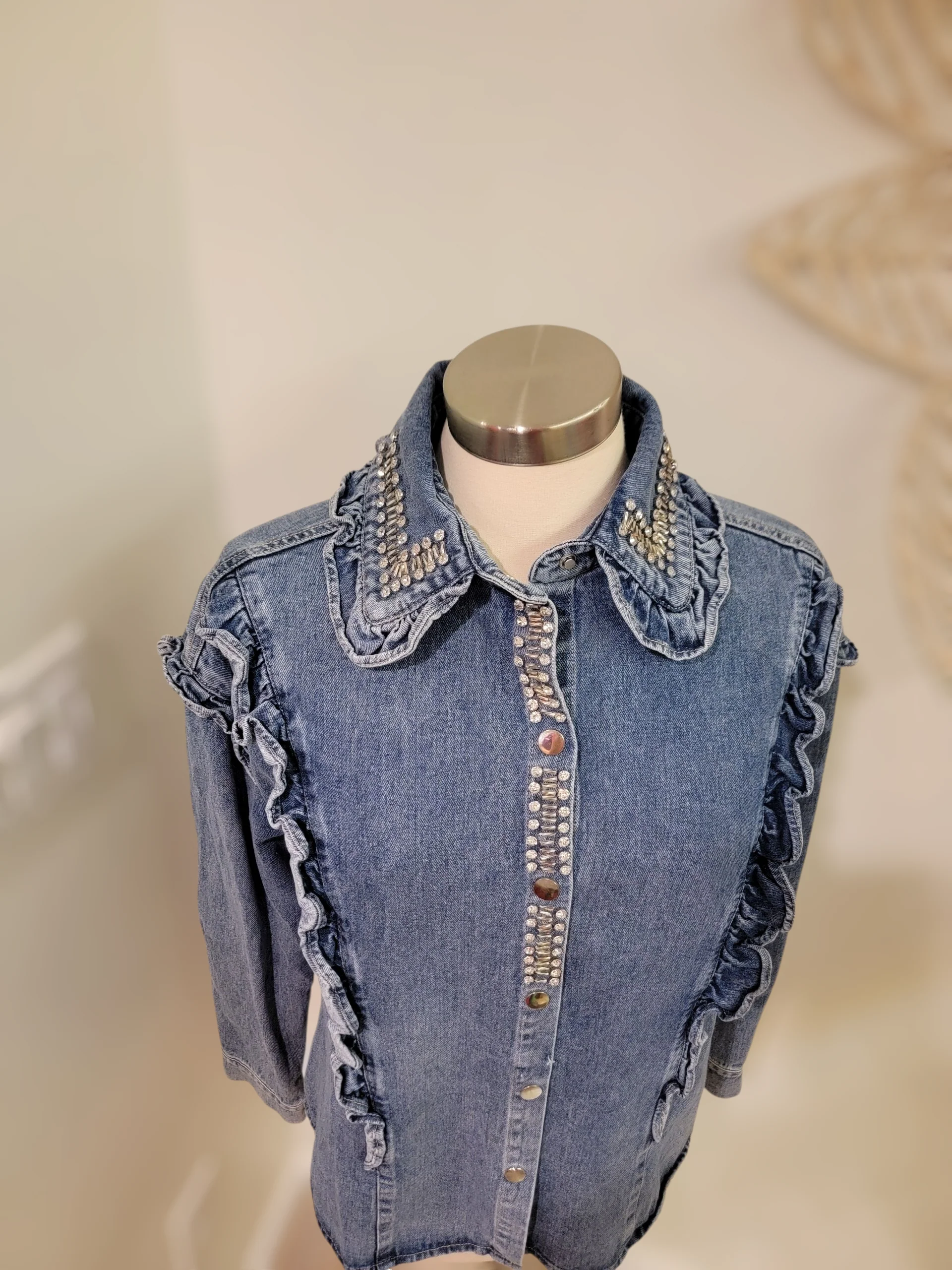 Embellished Denim Shirt