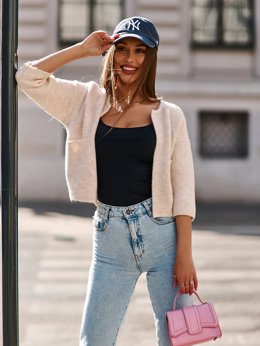 Short Waist Elastic Band Cardigan