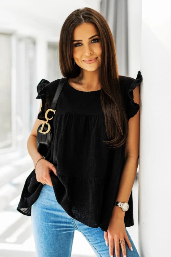 Ruffled sleeves tiered top