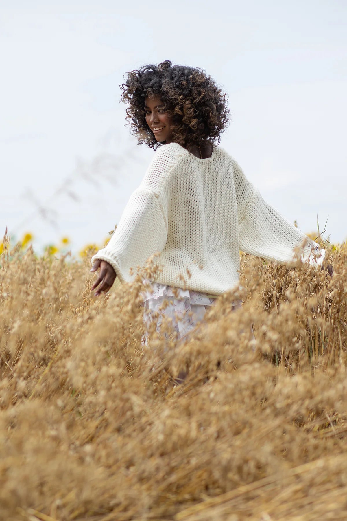 Drop shoulder chunky knit sweater