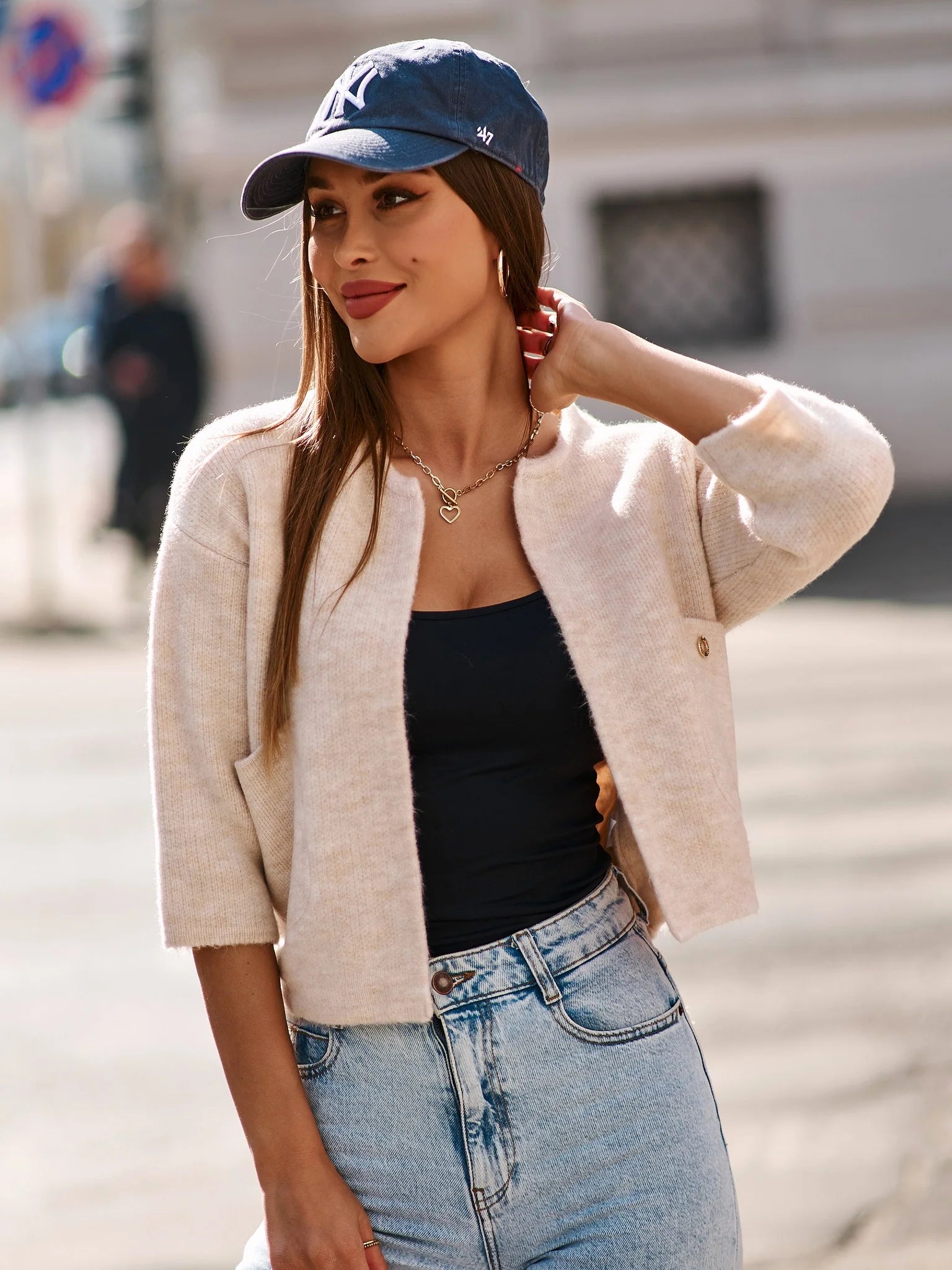 Short Waist Elastic Band Cardigan