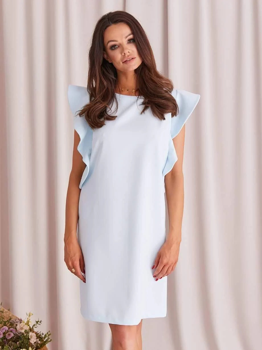 Baby Blue Dress with Ruffle sleeves