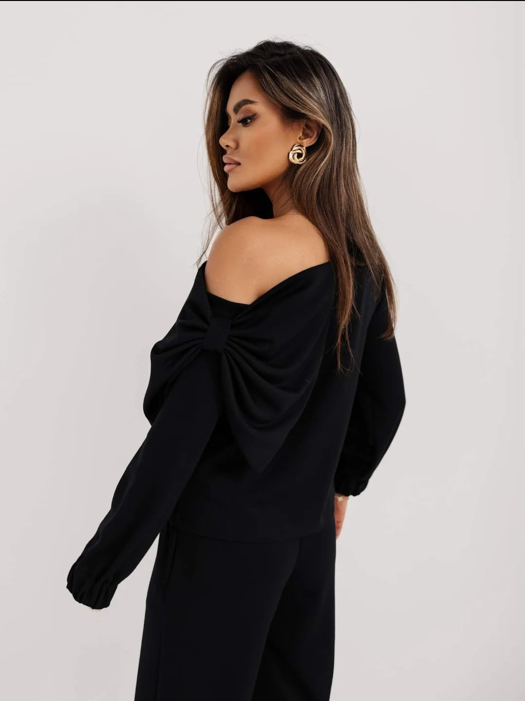 Relaxed bow set-sweatshirt