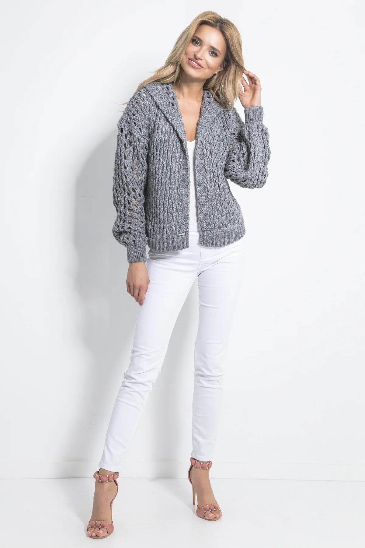 Openwork Hooded Cardigan