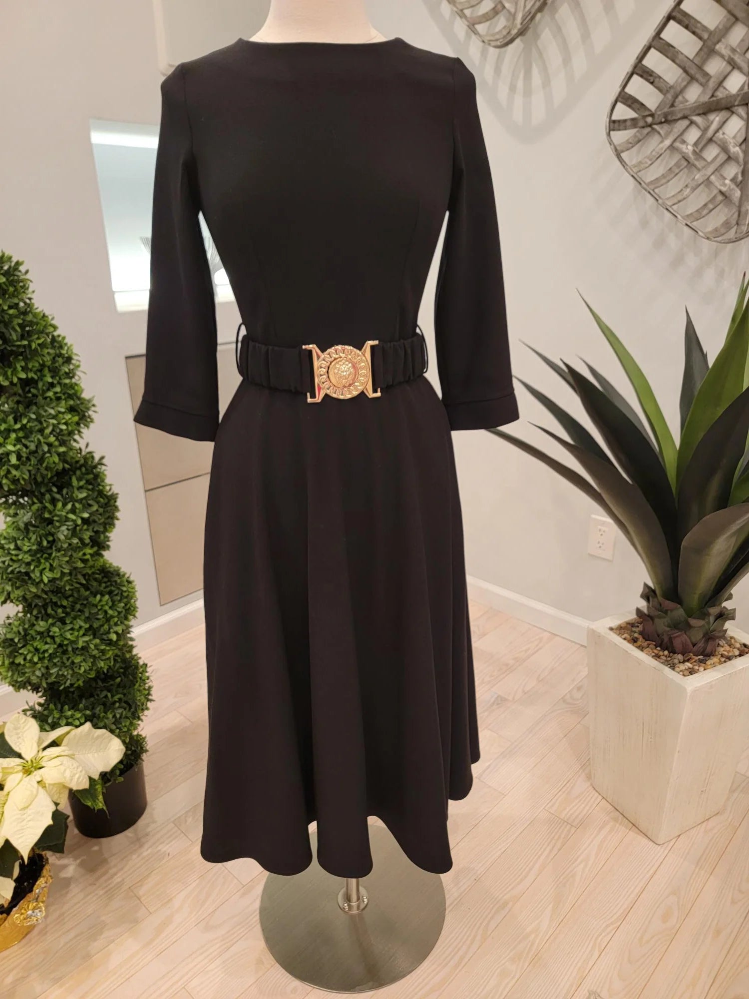 Belted A-line dress