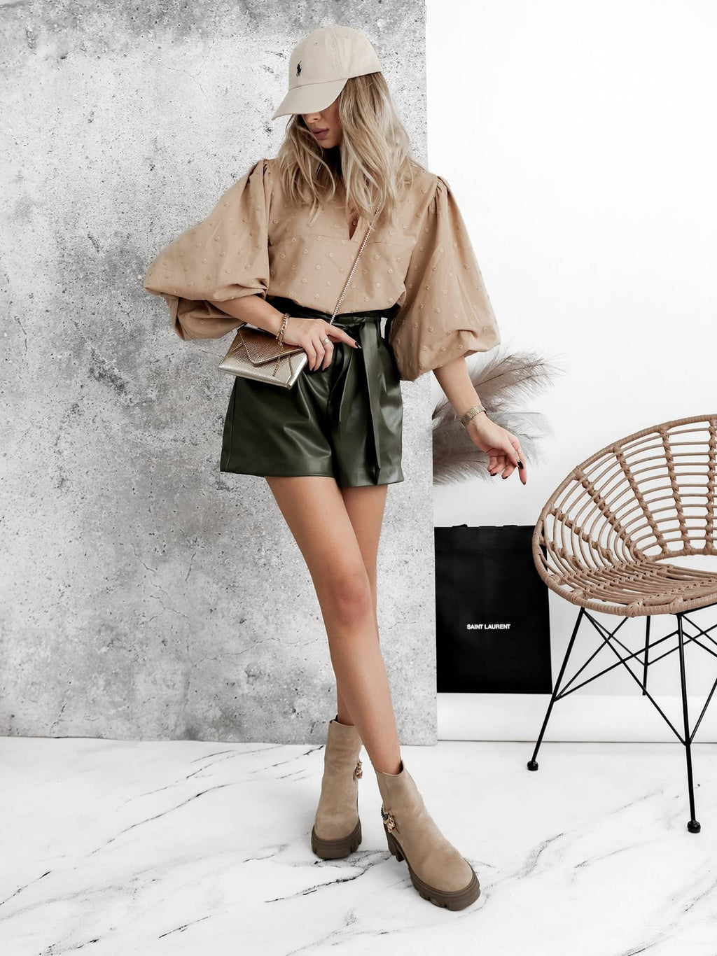 Beige Shirt with puff Selves