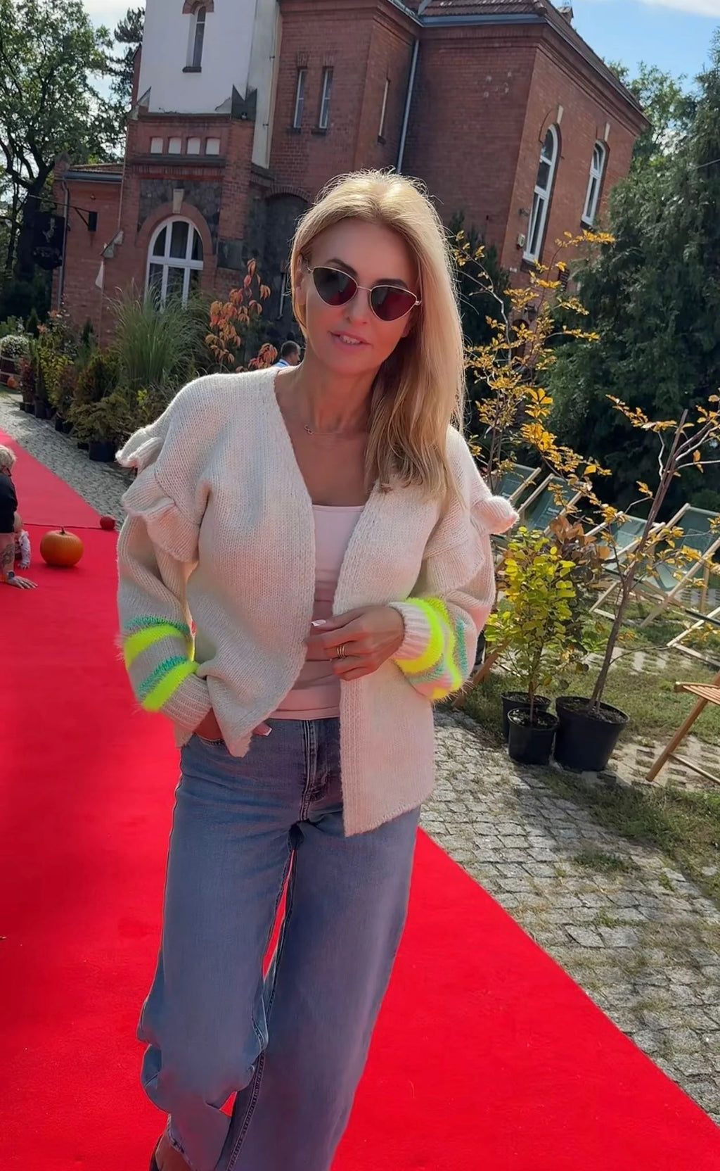 Open-front ruffle cardigan