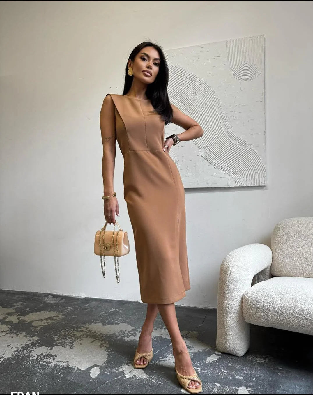 Pencil style dress with front Slit