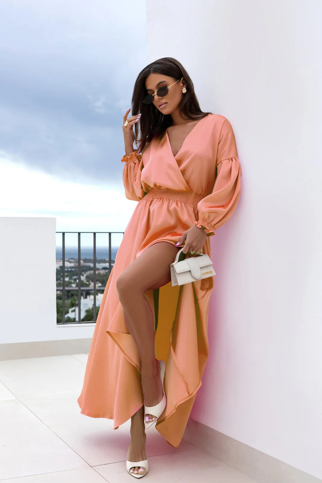 Maxi dress with front slit