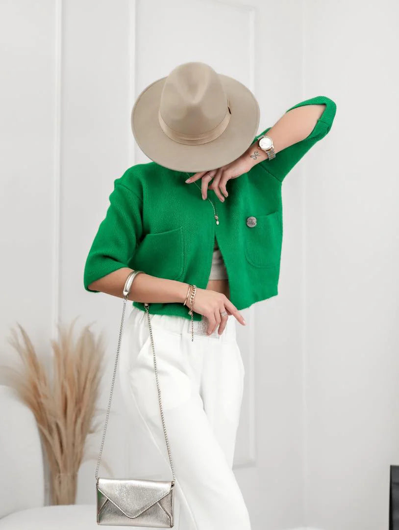 Short Waist Elastic Band Cardigan