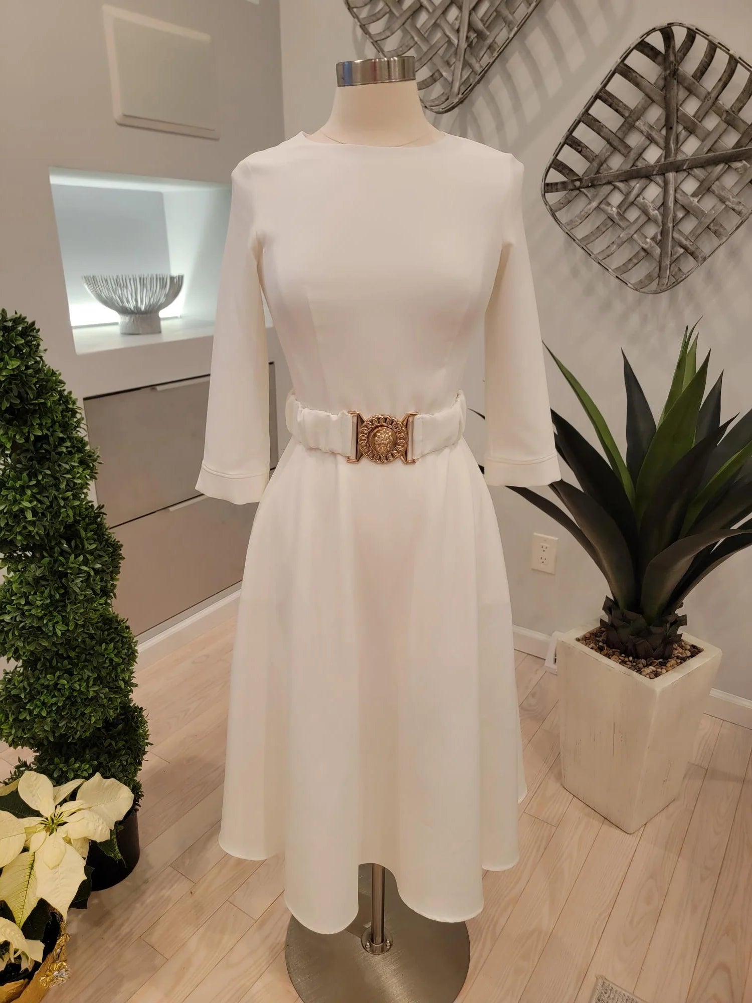 Belted A-line dress