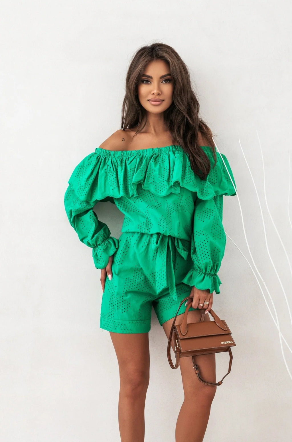 Off The shoulder Eyelet Romper