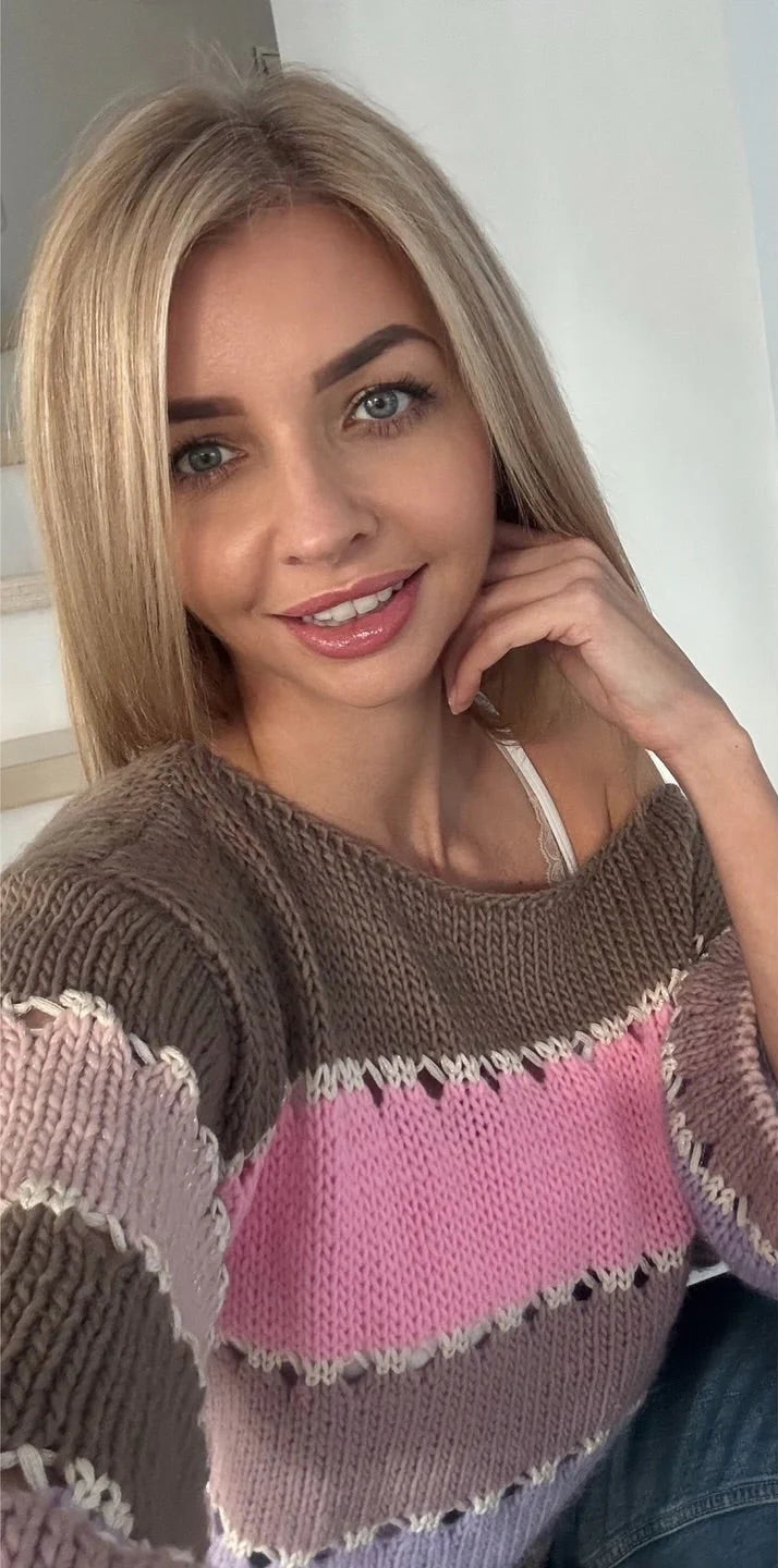 Eyelet details summer sweater