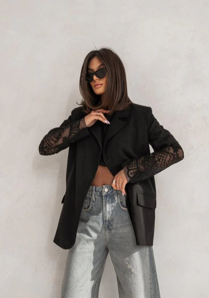 Lace Sleeve Oversize Jacket
