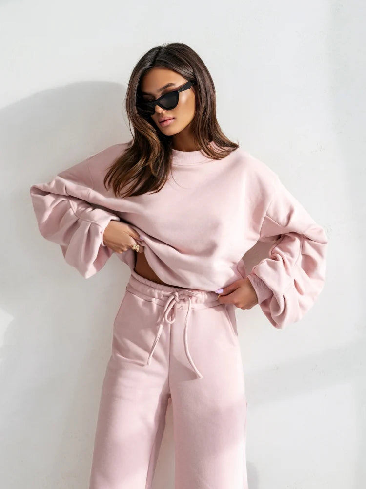 Gathered Sleeves Sweatshirt