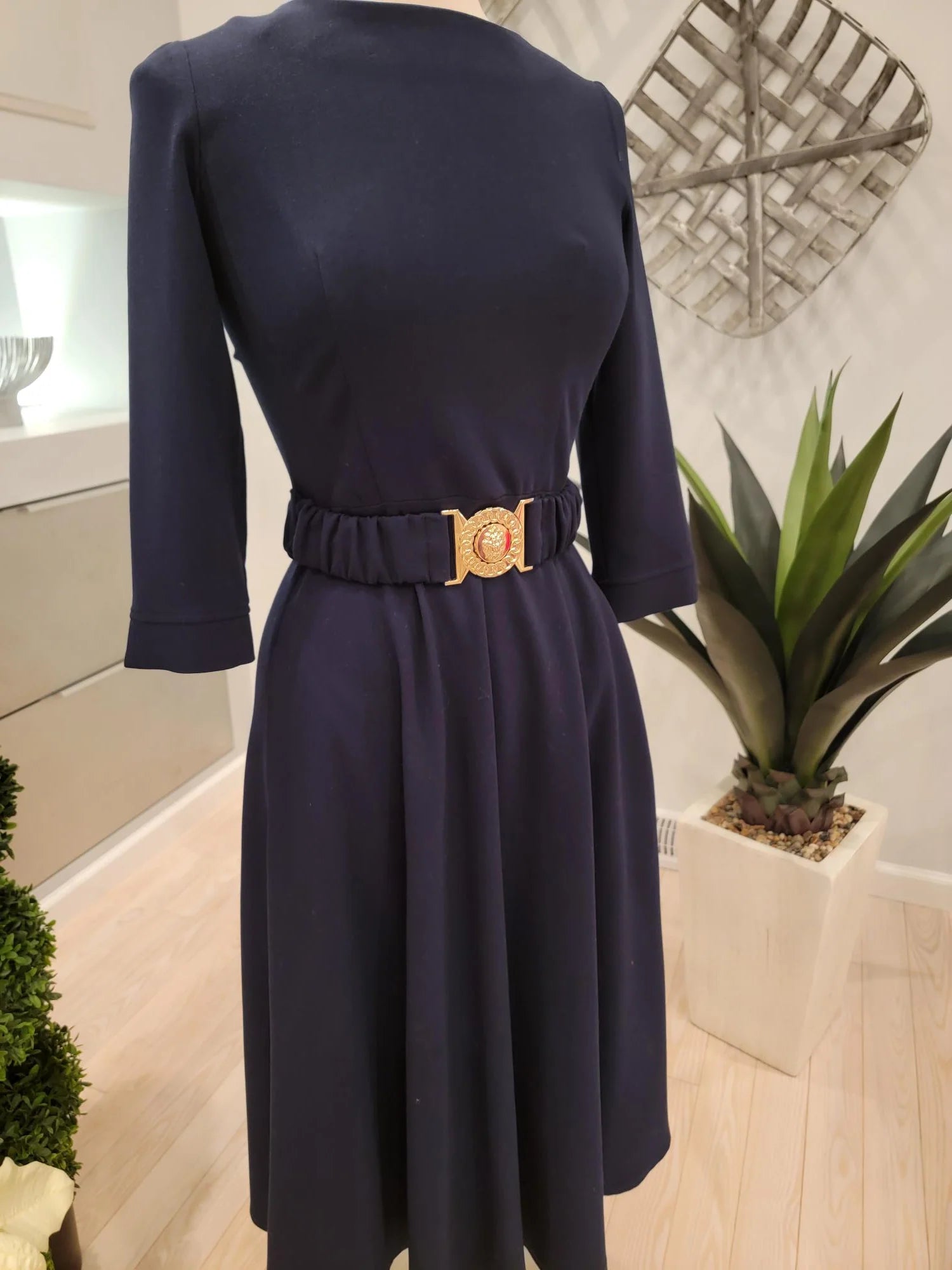 Belted A-line dress