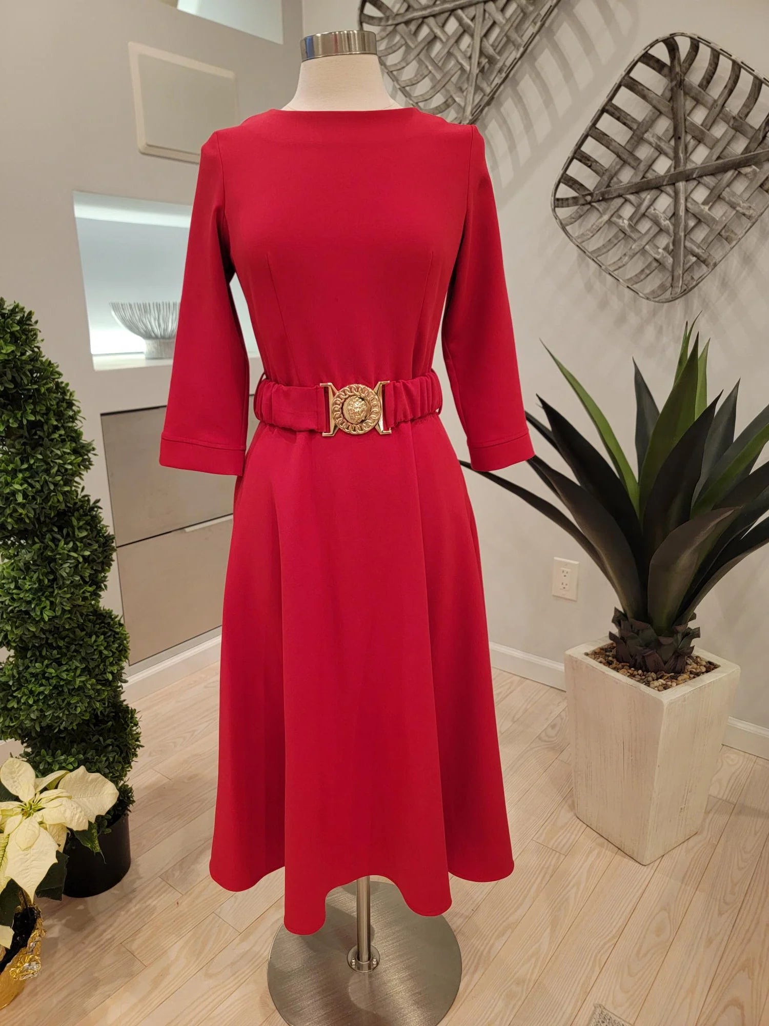 Belted A-line dress