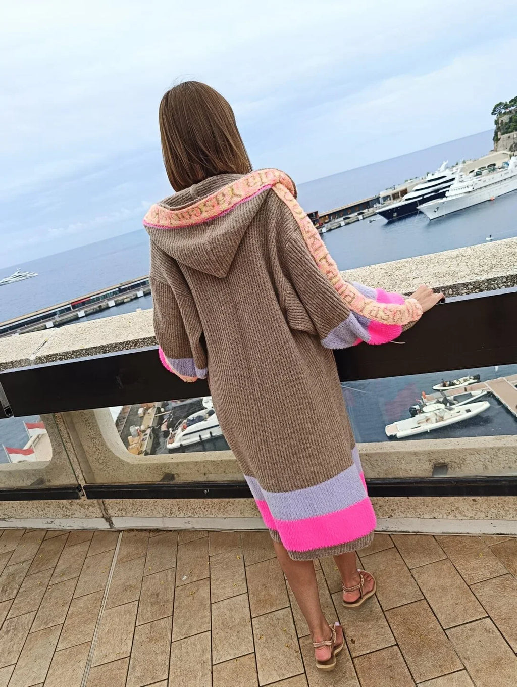 Signature Print Collection Long Open Front Cardigan