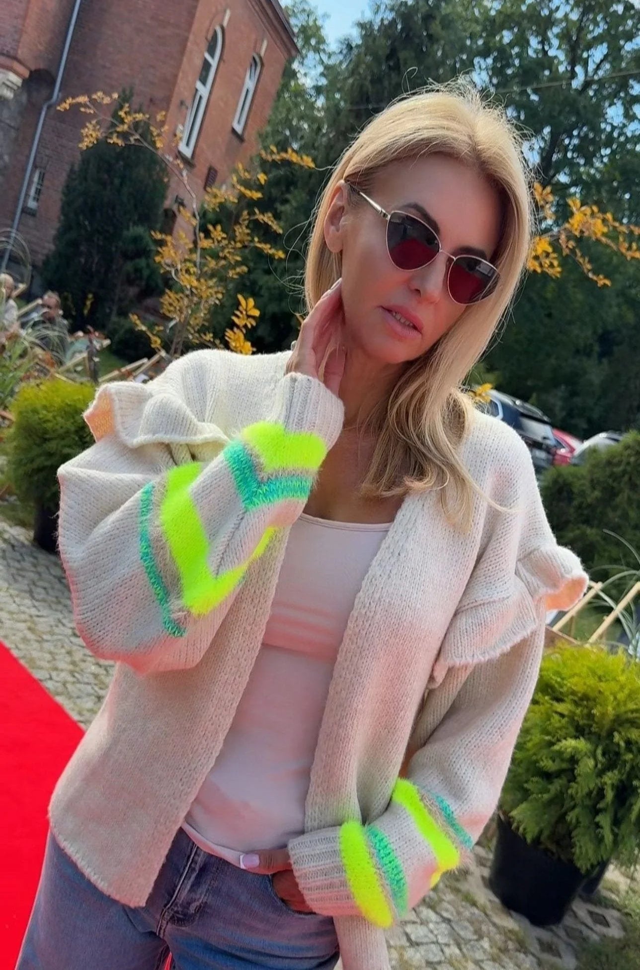 Open-front ruffle cardigan