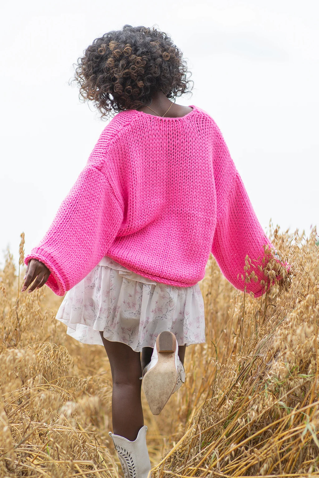 Drop shoulder chunky knit sweater