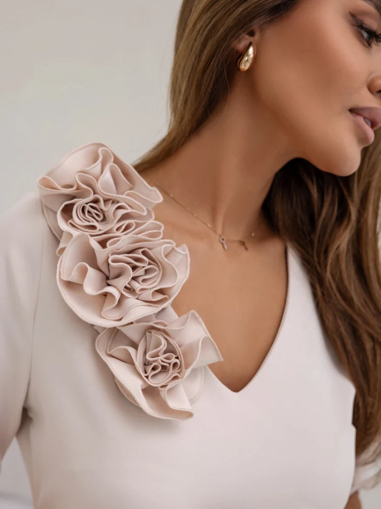 Short Sleeve cocktail dress with Roses