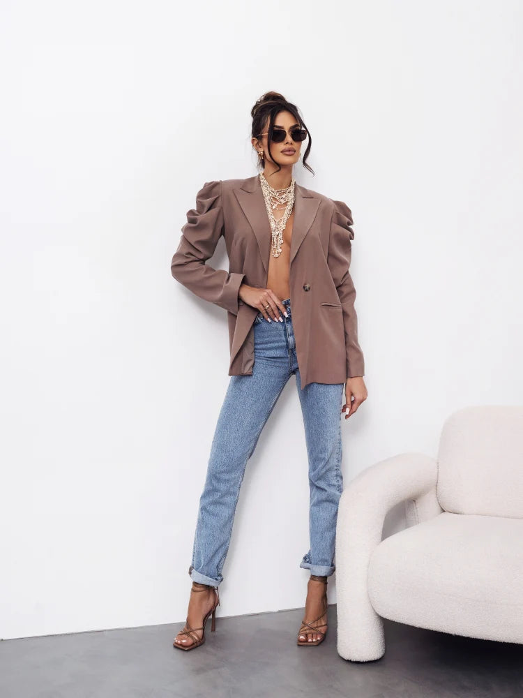 Cappuccino Jacket with Crinkle Sleeves-part of the set