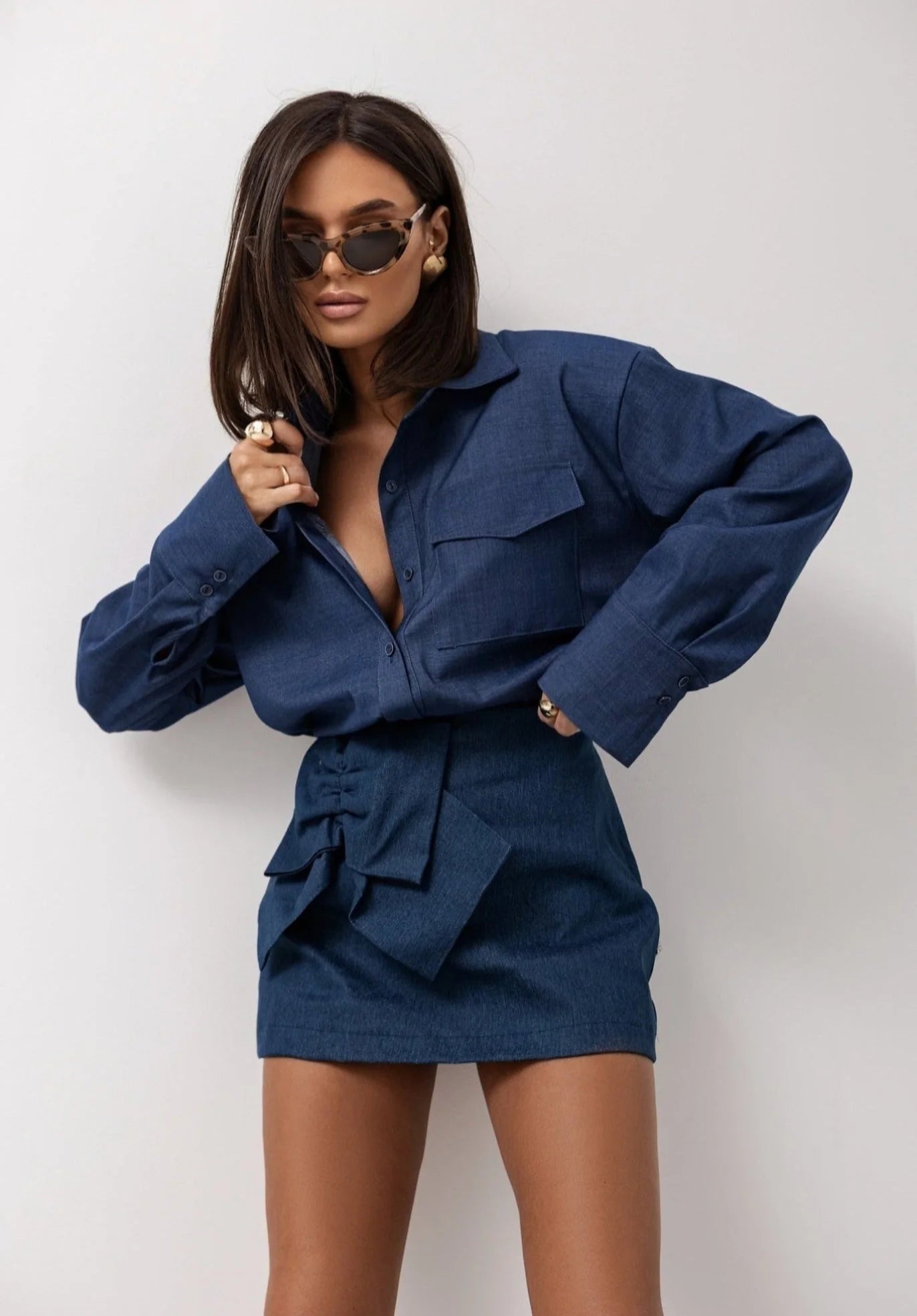 Denim Mini Skirt with bow