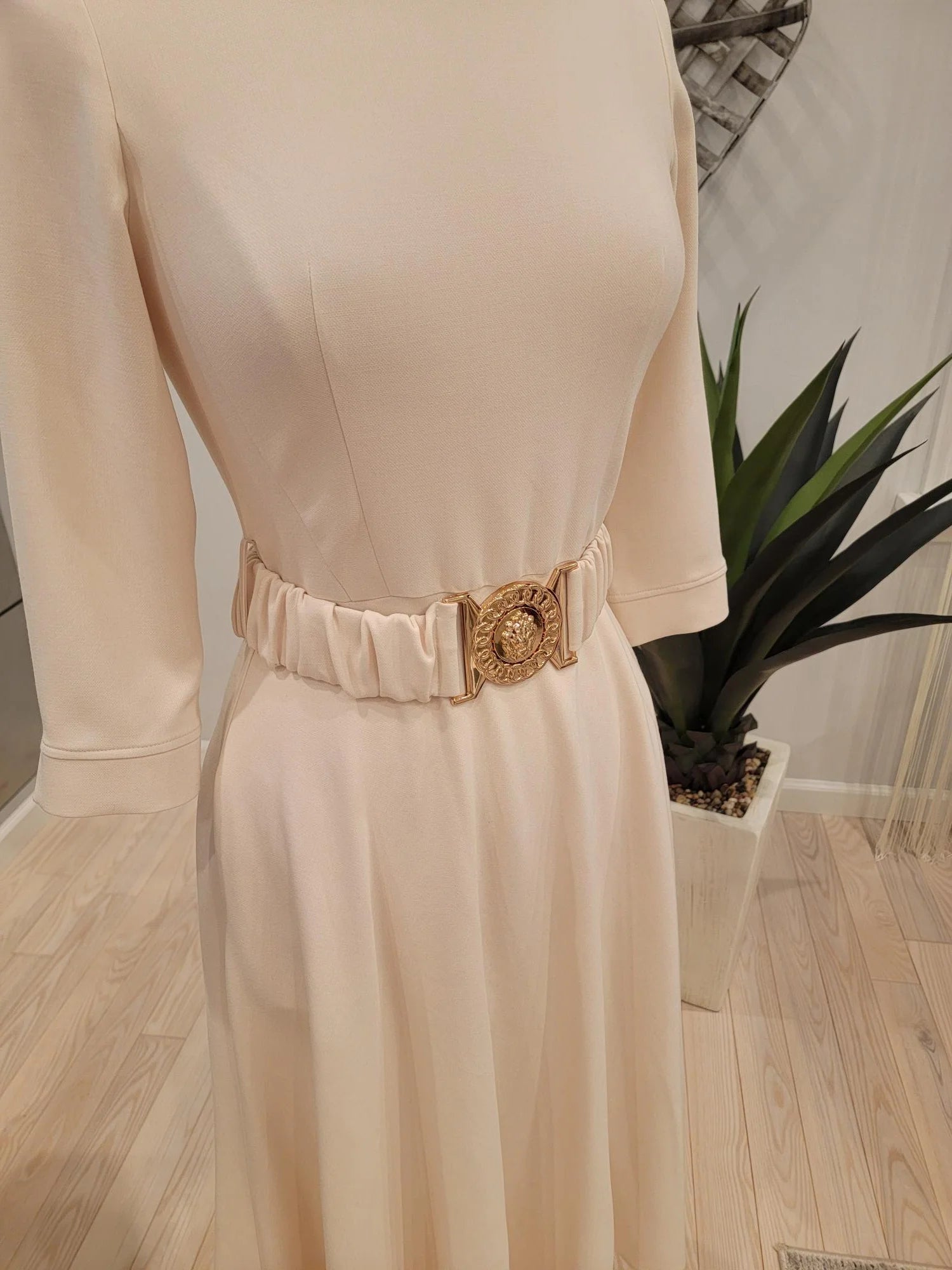 Belted A-line dress