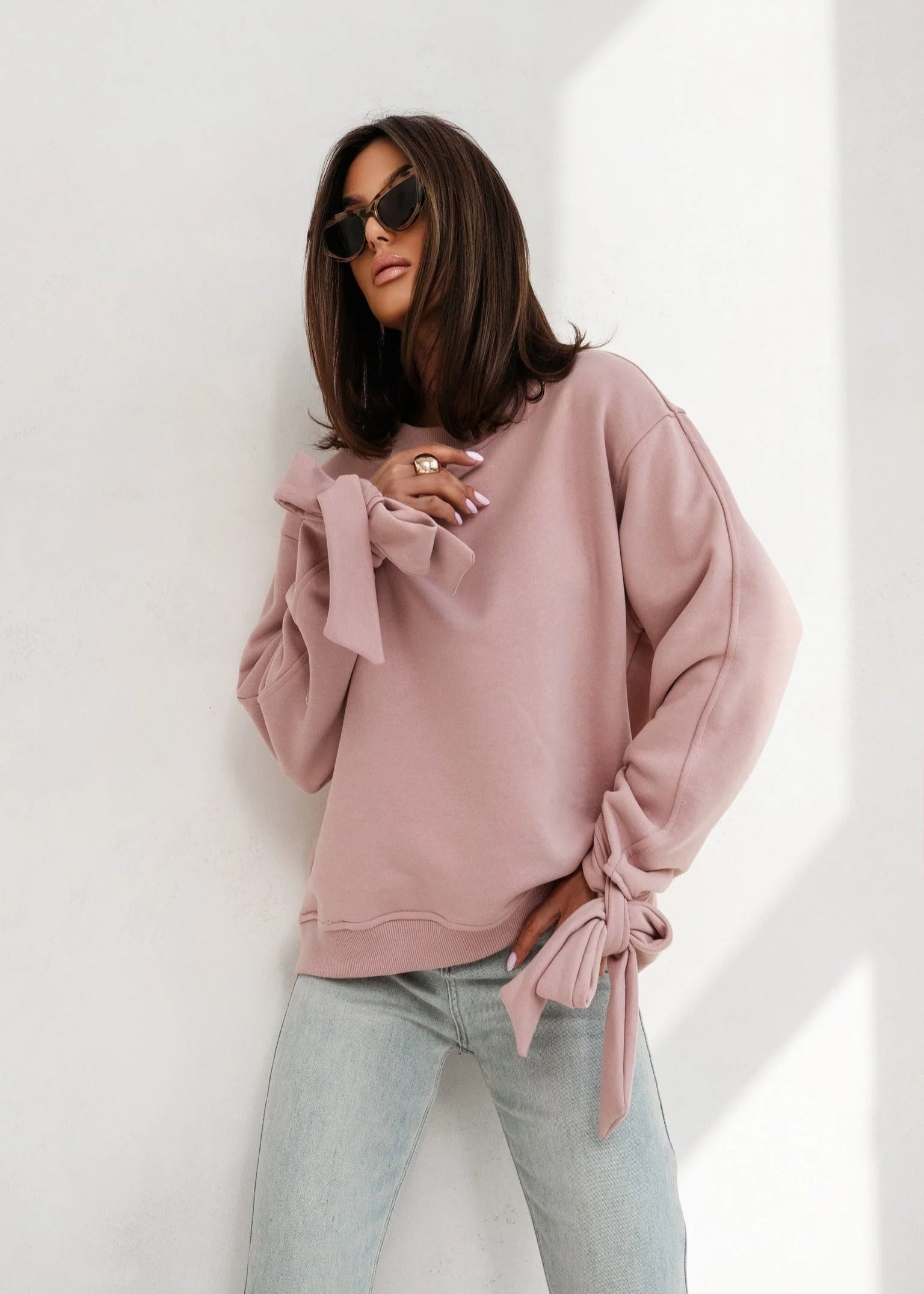 Pink Sweatshirt with Bow