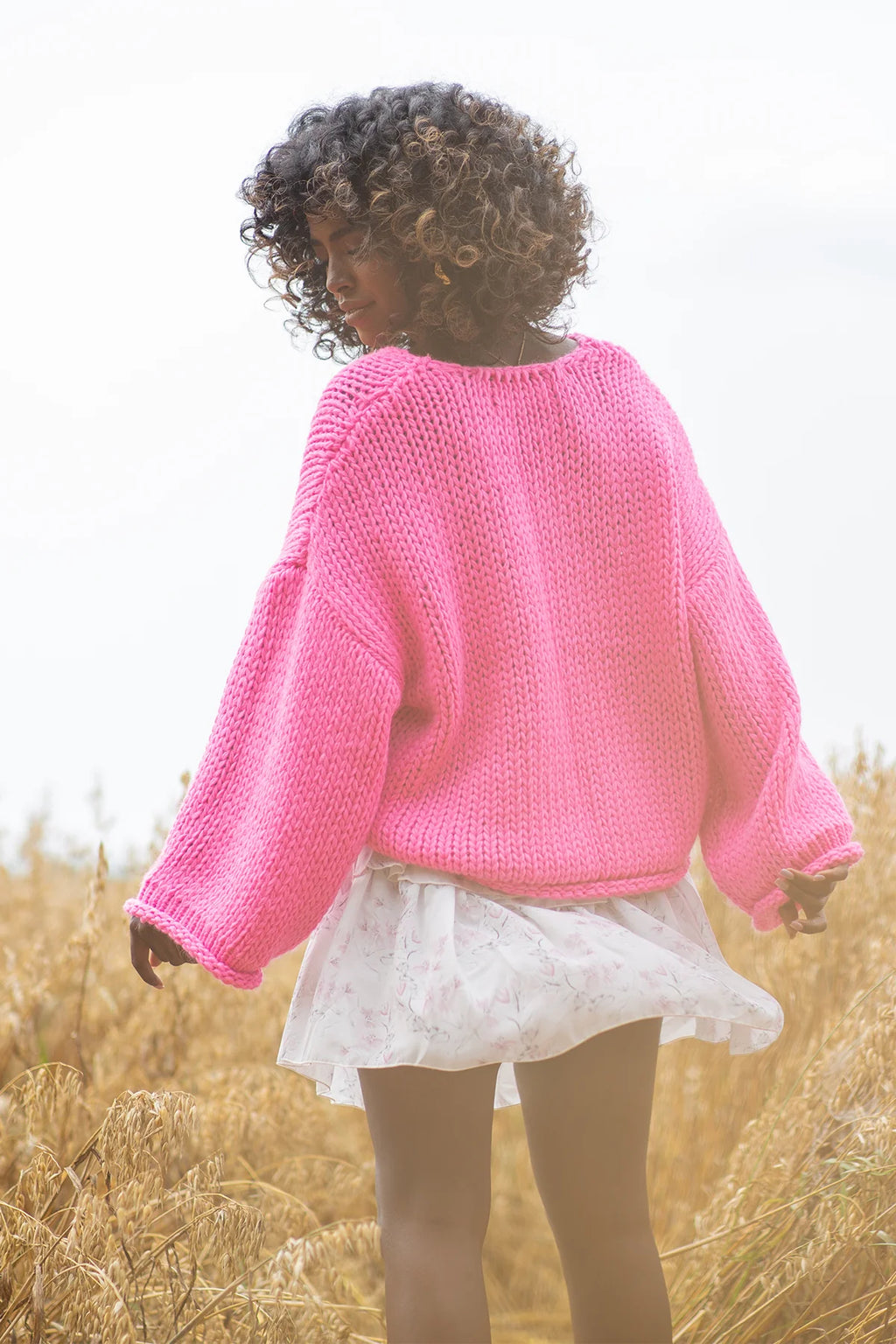 Drop shoulder chunky knit sweater