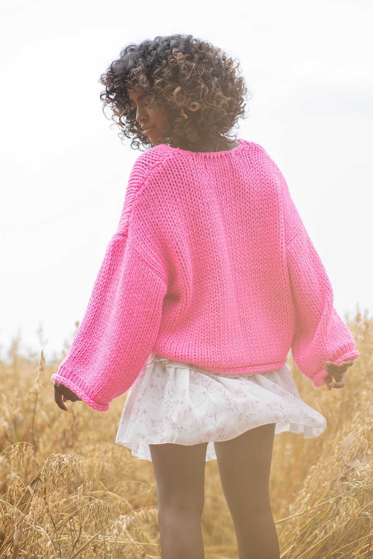 Drop shoulder chunky knit sweater