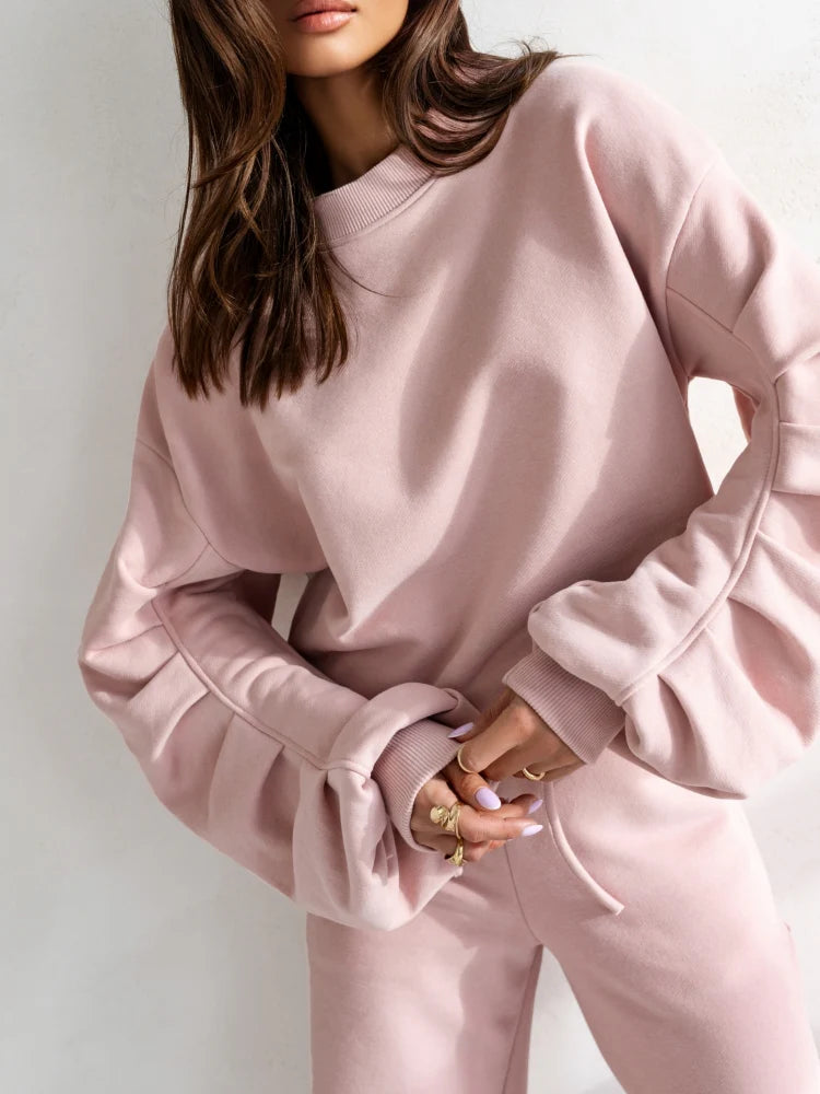 Gathered Sleeves Sweatshirt