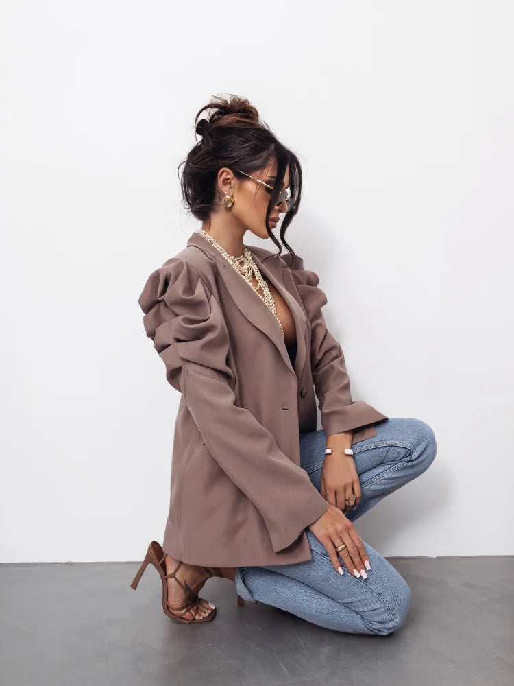 Cappuccino Jacket with Crinkle Sleeves-part of the set