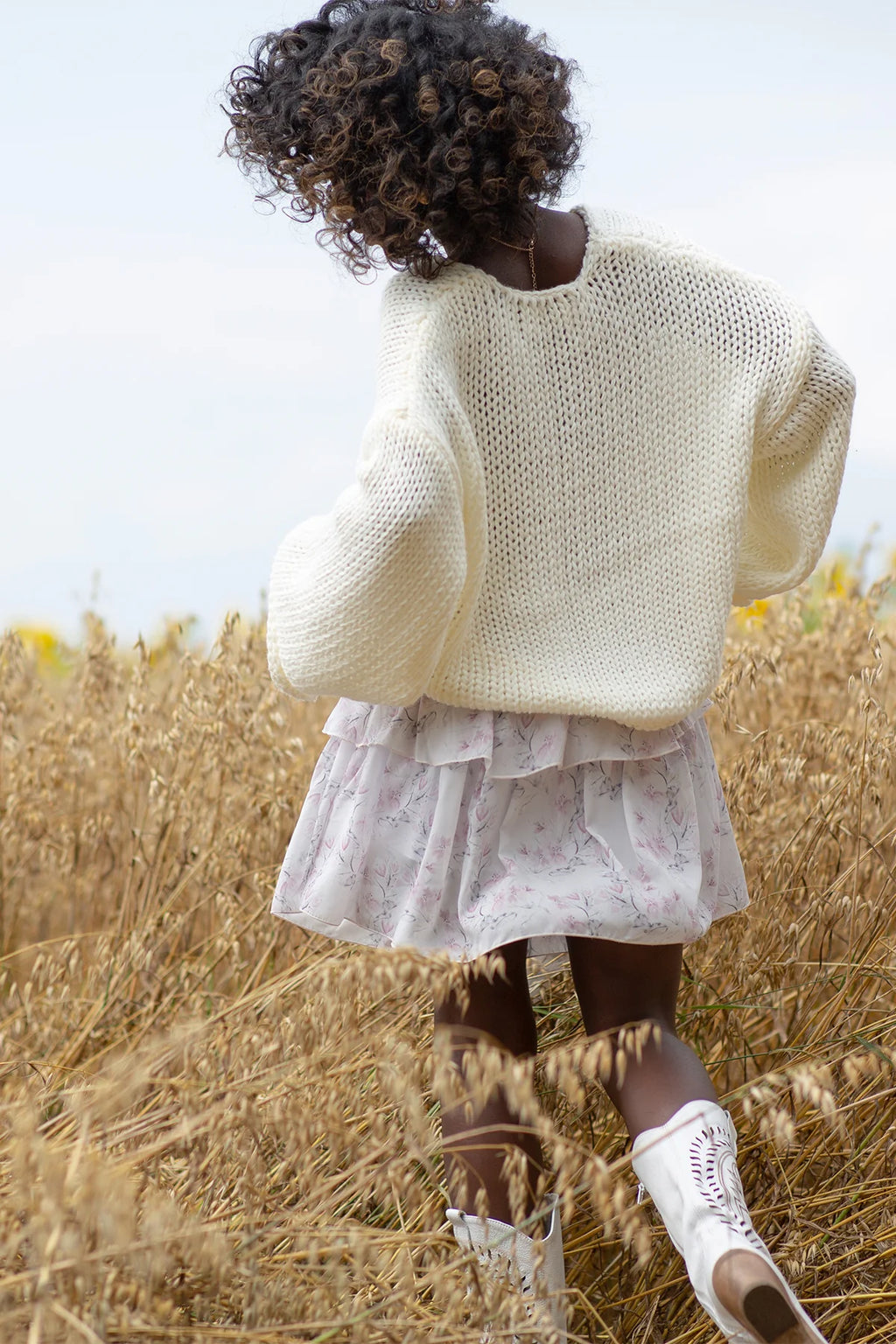 Drop shoulder chunky knit sweater