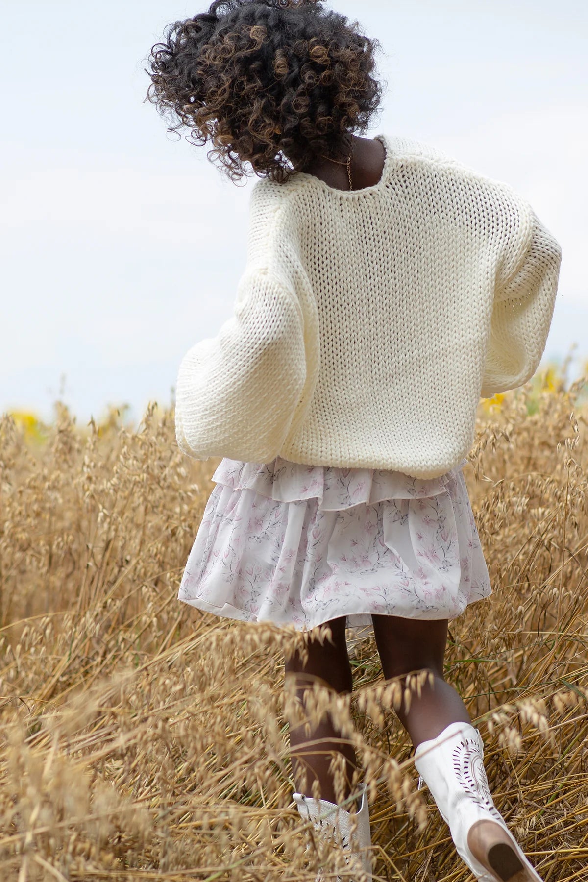 Drop shoulder chunky knit sweater