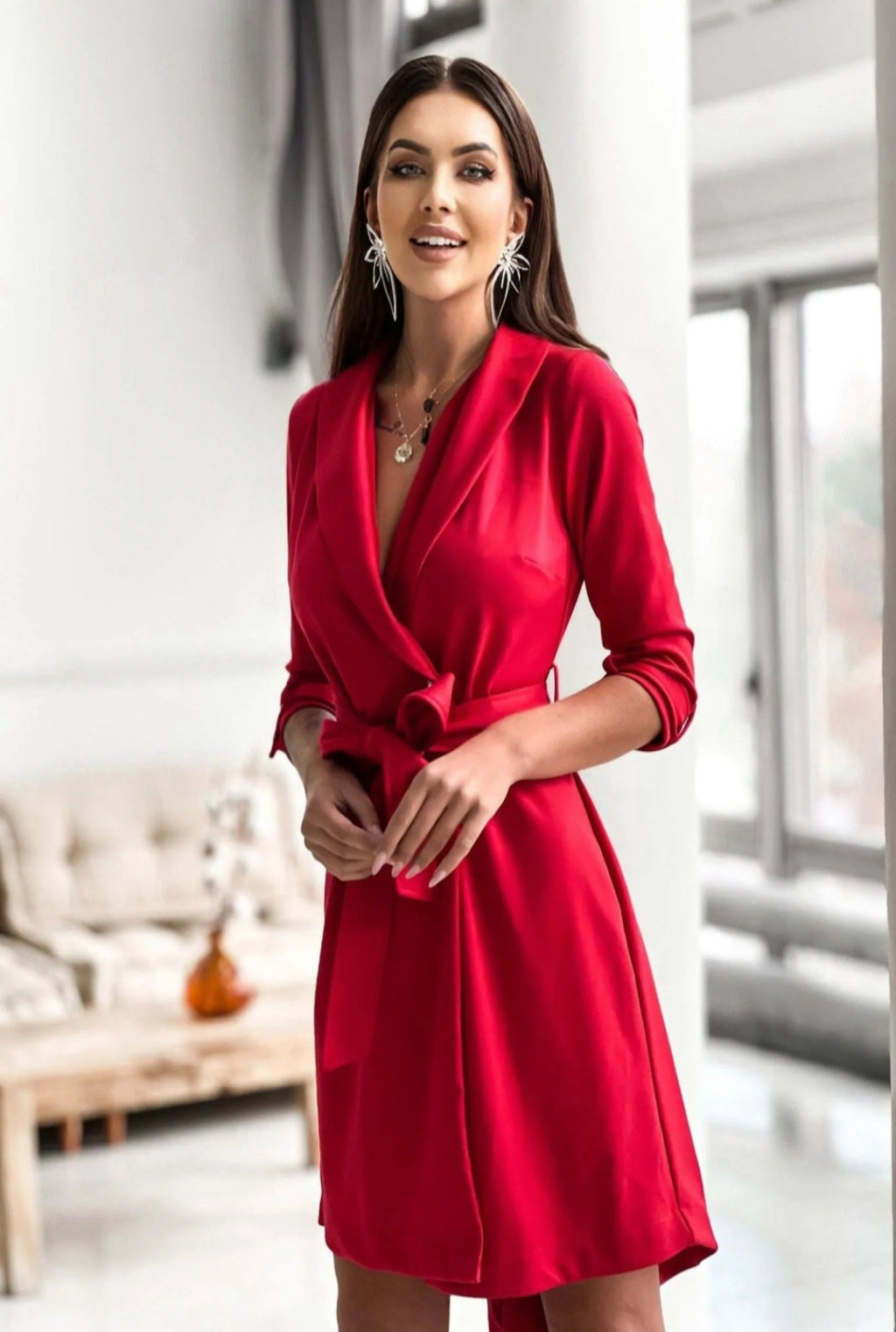 Red Dress with Longer Back