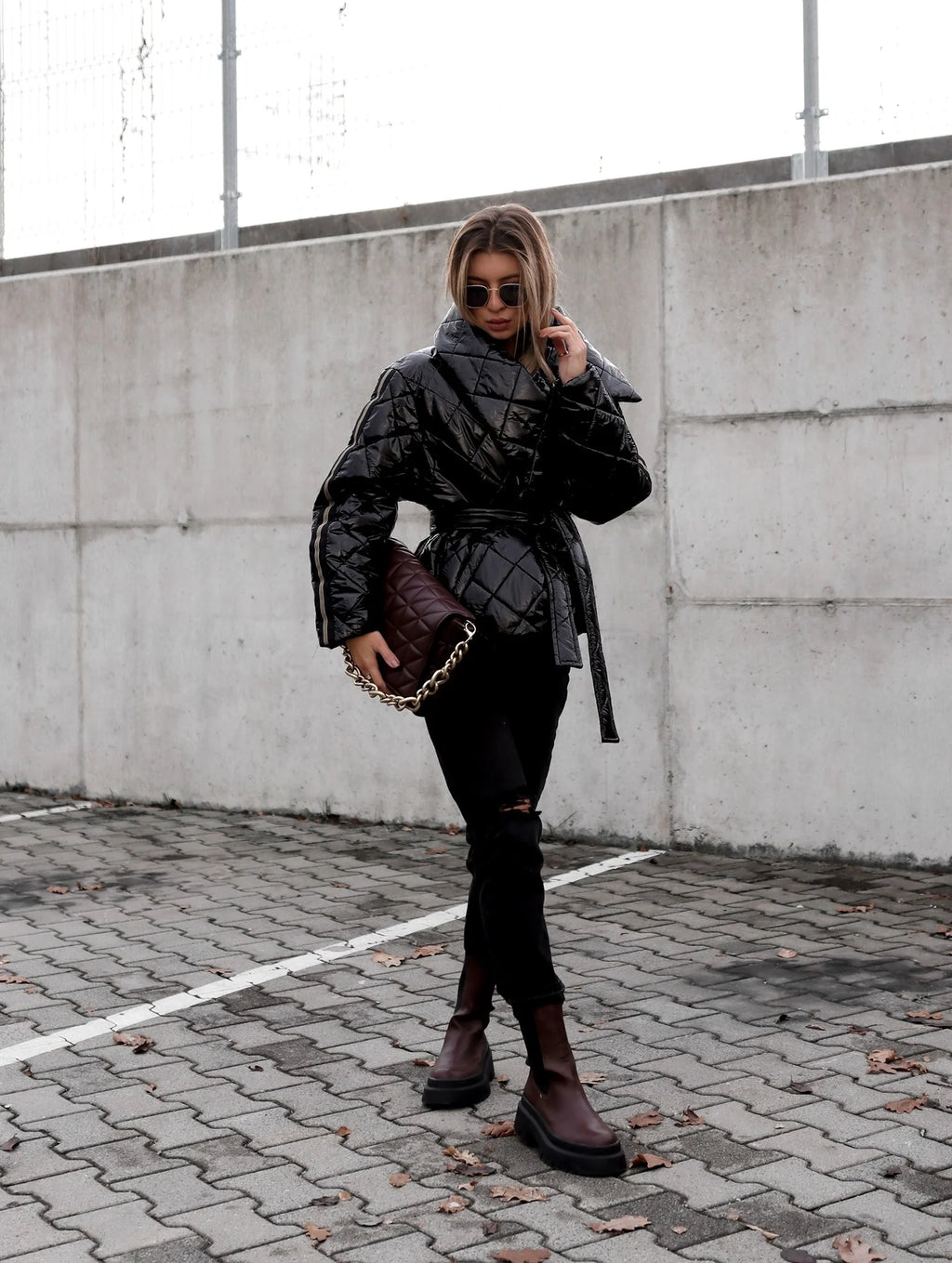 Short Oversize Quilted Black Jacket