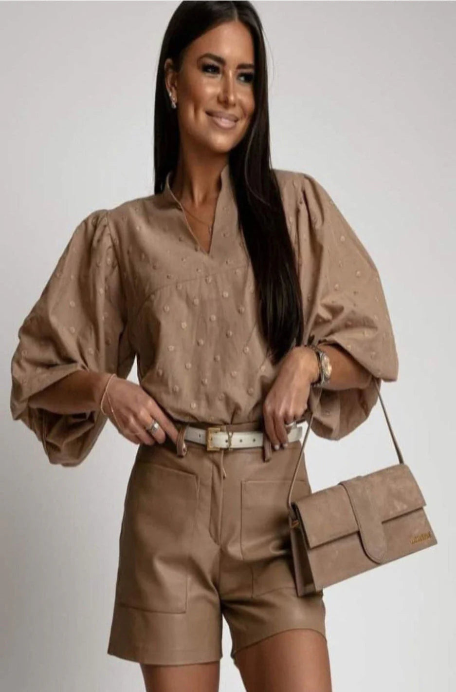 Beige Shirt with puff Selves