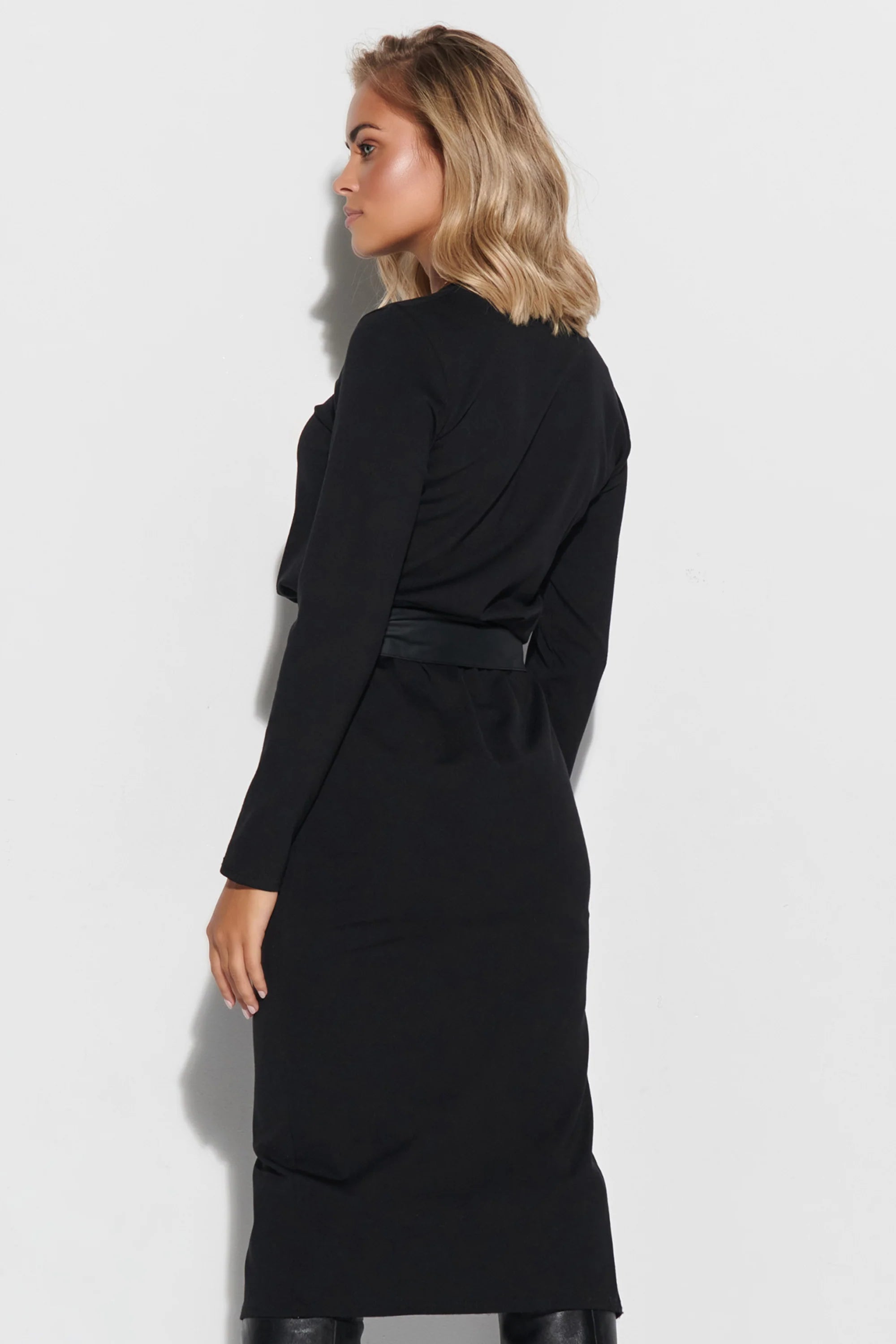 Fitted Dress with Belt and slit