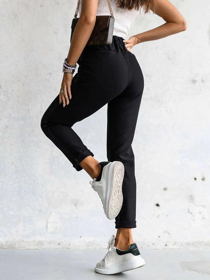 Black Skinny Pants with Logo