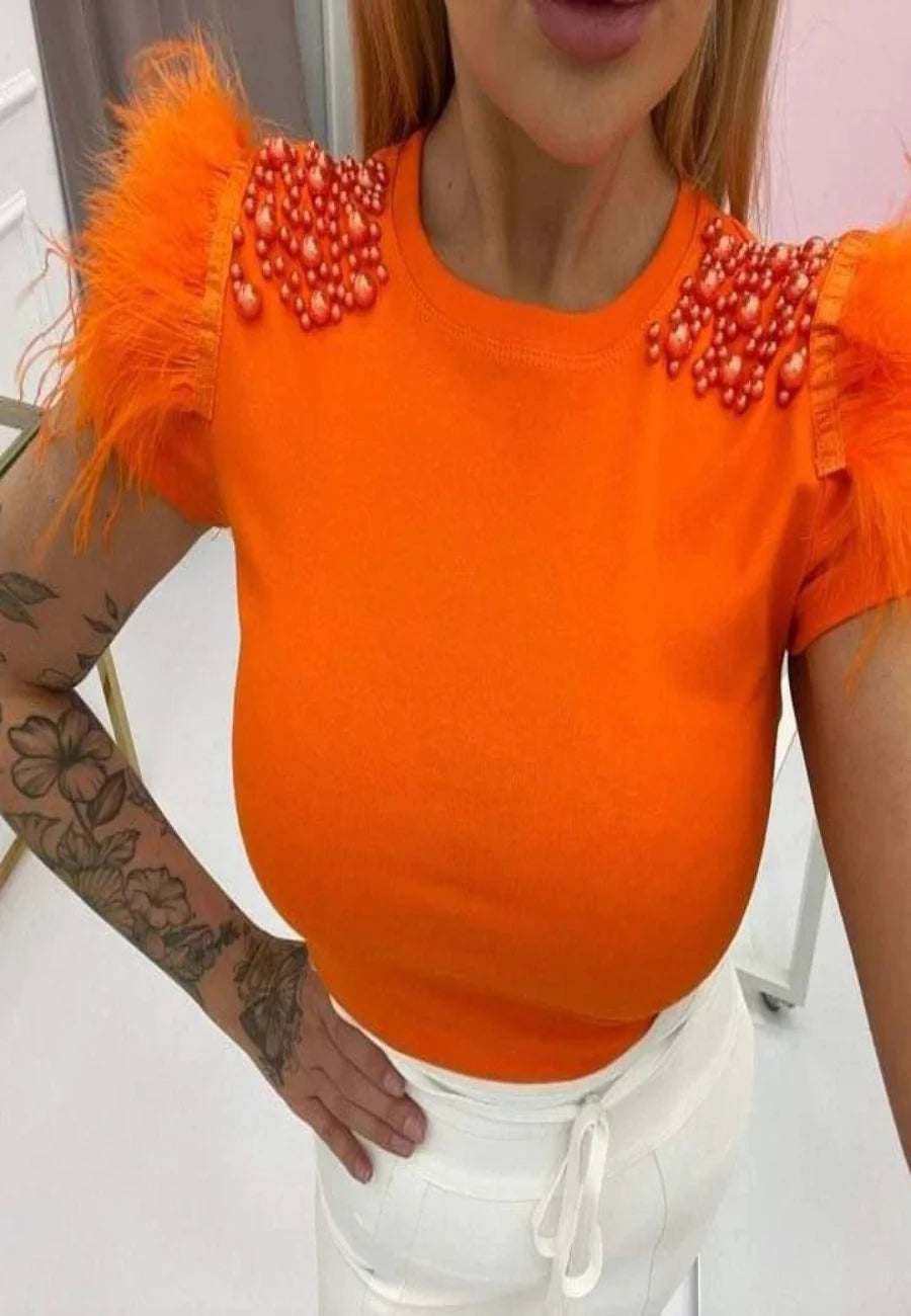 Top With Embellished Sleeves