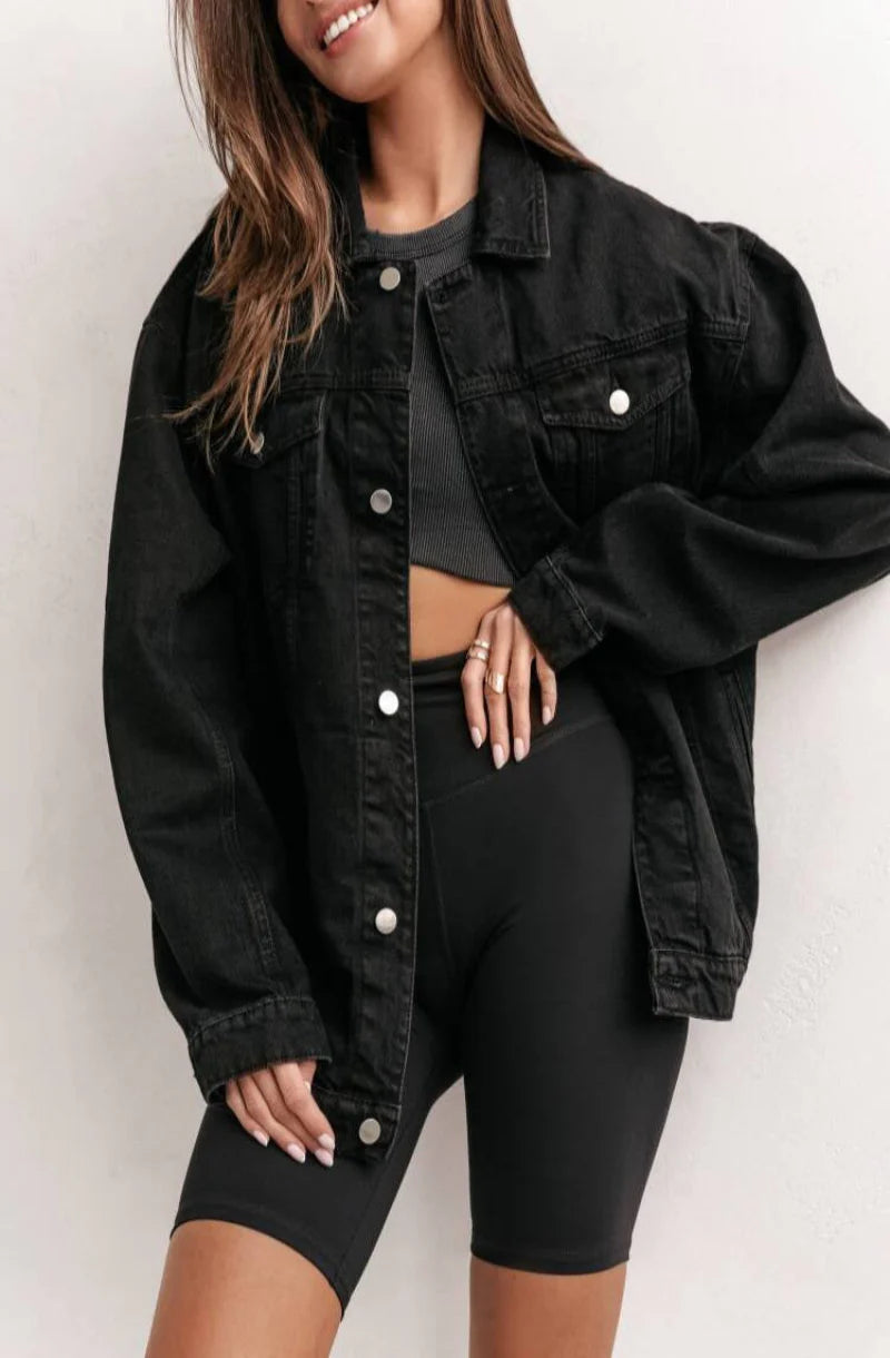 Oversize Black Denim Jacket