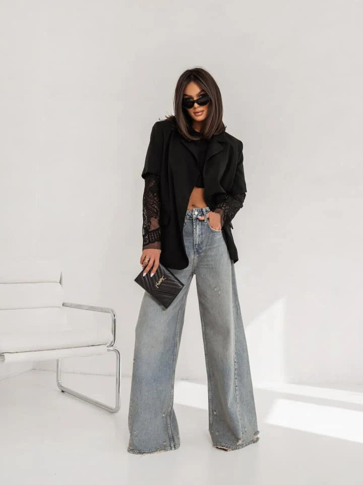 Lace Sleeve Oversize Jacket
