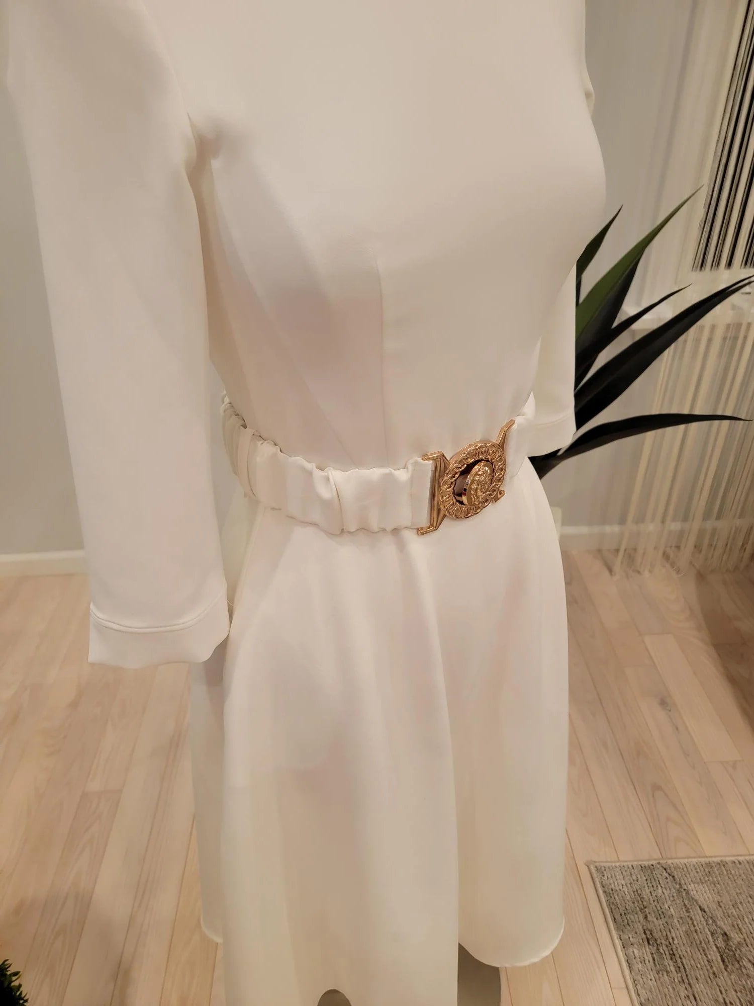 Belted A-line dress