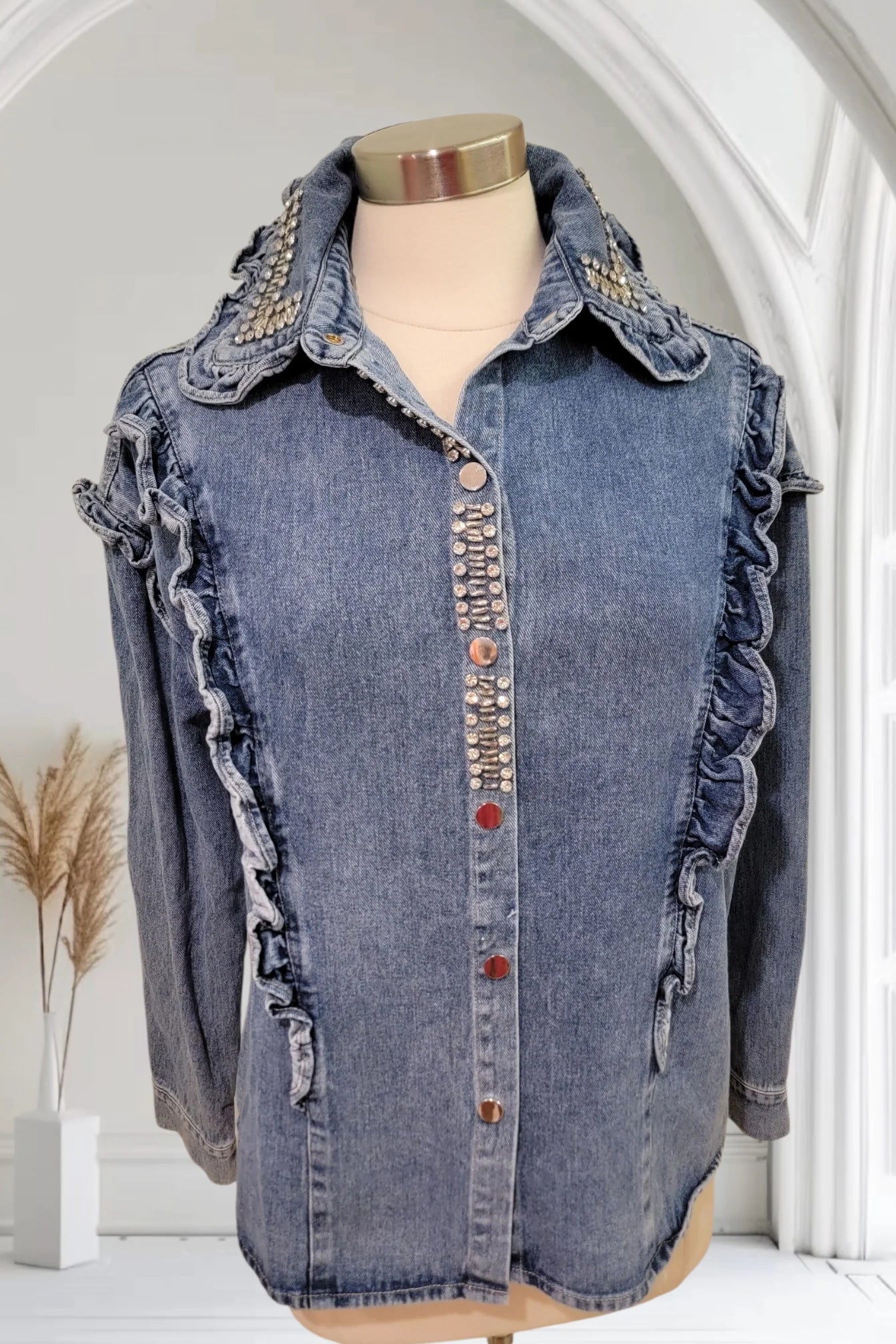Embellished Denim Shirt