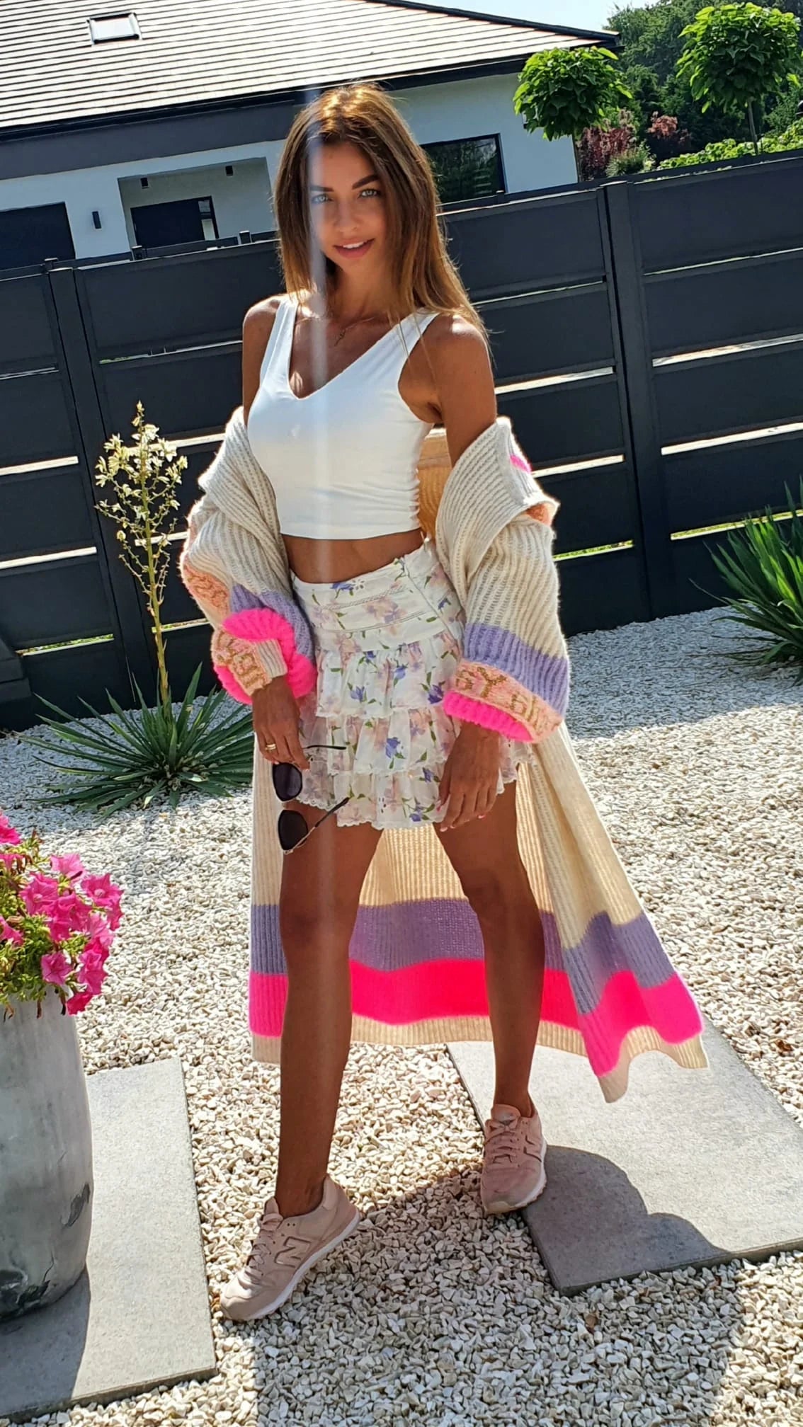 Signature Print Collection Long Open Front Cardigan