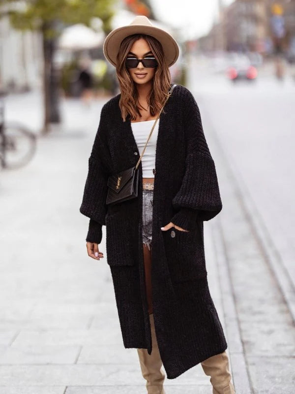 Long button closure cardigan