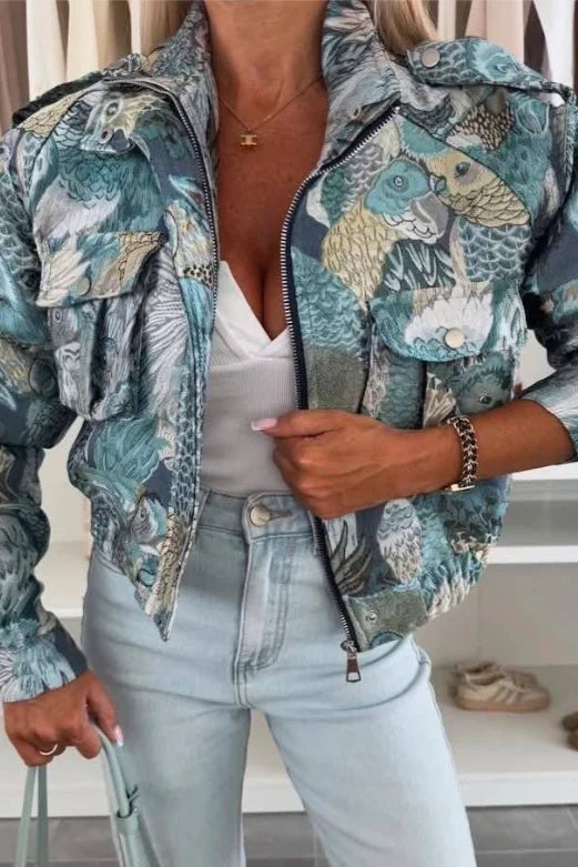 Short bomber-style Jacket
