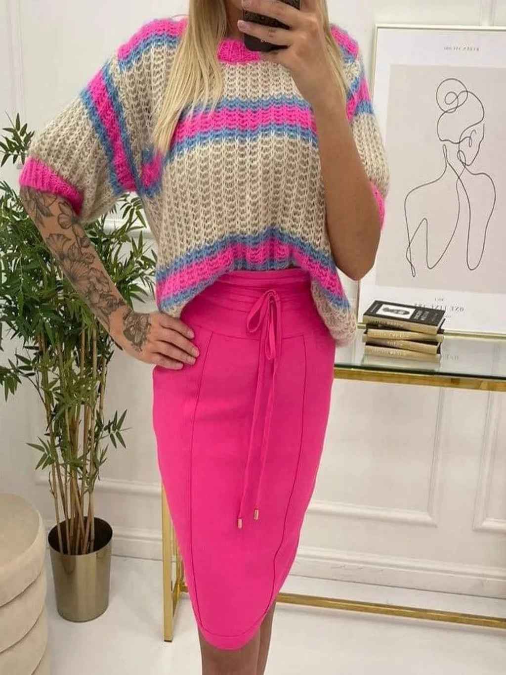 Striped Sweater with short sleeves